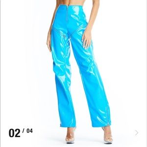 I AM GIA BRIGHT BLUE PVC ISLA PANT (NWT)